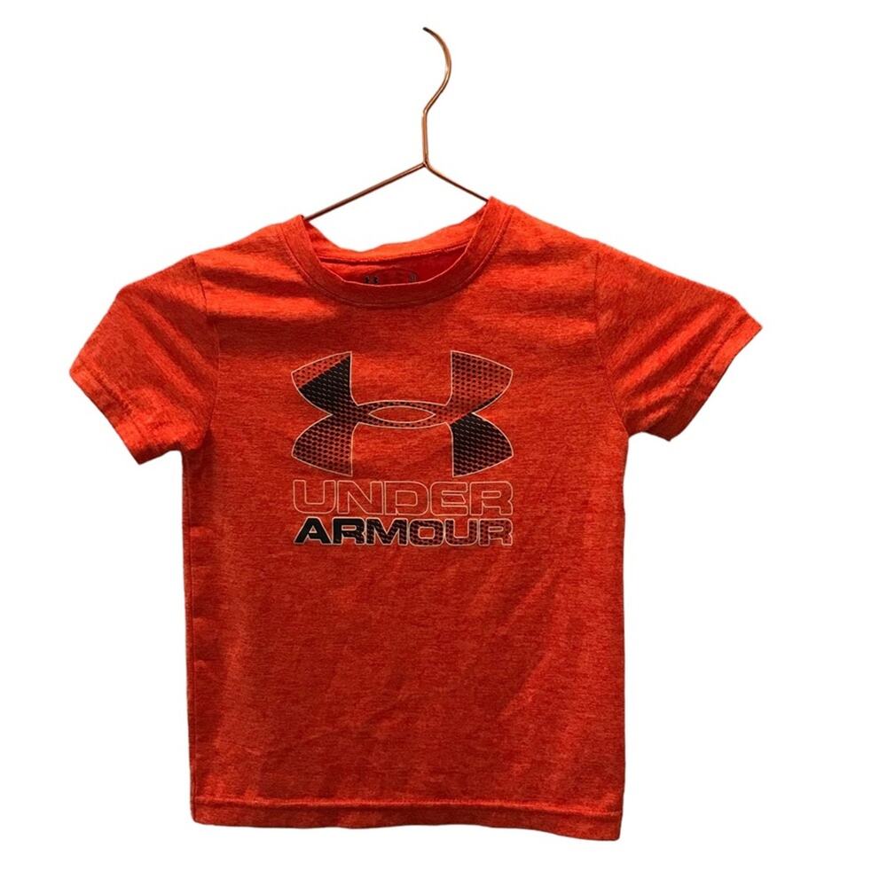 Under Armour T-Shirt  Unisex Kids Size 3T orange Athletic Logo Tee T-Shirt